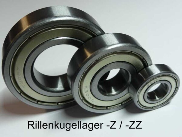 Rillenkugellager 6301-ZZ-ENC-270°C - hitzebständig bis 270°C, beidseitig Stahldeckscheiben, max. 1650U/min.  ( 12x37x12mm )