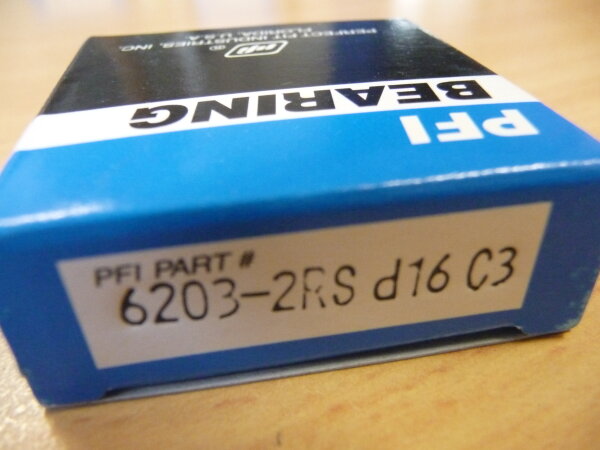 Rillenkugellager 6203-2RS/C3 d=16mm - PFI  - beidseitig Dichtscheiben, Lagerluft C3  ( 16x40x12mm )