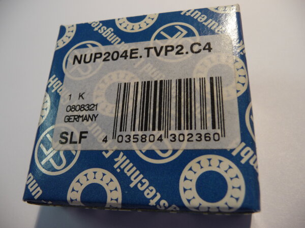 Zylinderrollenlager NUP204E.TVP2/C4 - SLF, Germany   -Polyamidkäfig, Lagerluft C4- ( 20x47x14mm )