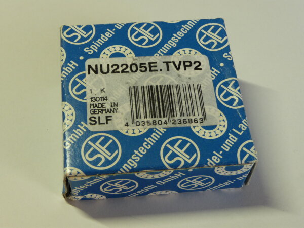 Zylinderrollenlager NU2205E.TVP2 - SLF - verstärkte Ausführung, Polyamidkäfig, made in Germany ( 25x52x18mm )