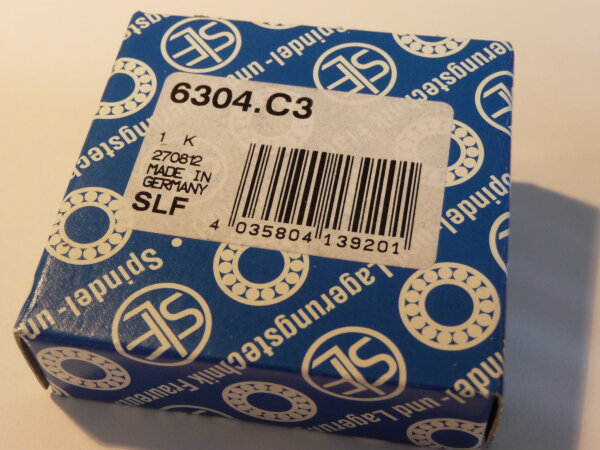 Rillenkugellager 6304/C3 - SLF - offene Ausführung, Lagerluft C3  ( 20x52x15mm )