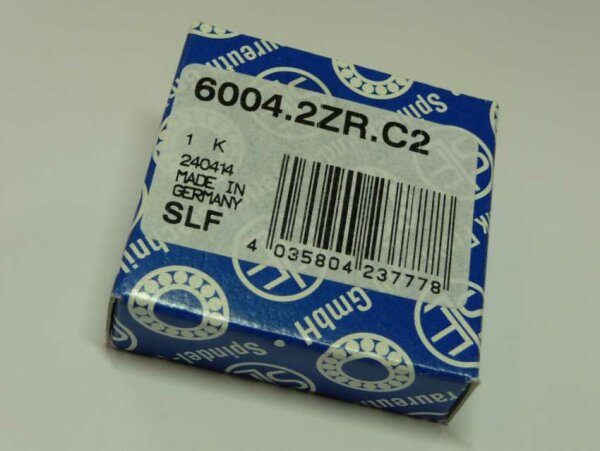 Rillenkugellager 6004-2ZR/C2 - SLF  - beidseitig Stahldeckscheiben, Lagerluft C2  ( 20x42x12mm )
