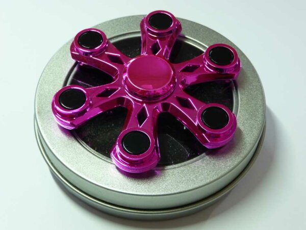 Hand-Spinner / Fidget-Spinner / Handkreisel - rosa, 7,5cm, in Metallbox