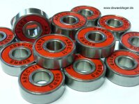 Rillenkugellager 608-2RS.ABEC11, silber/rot
