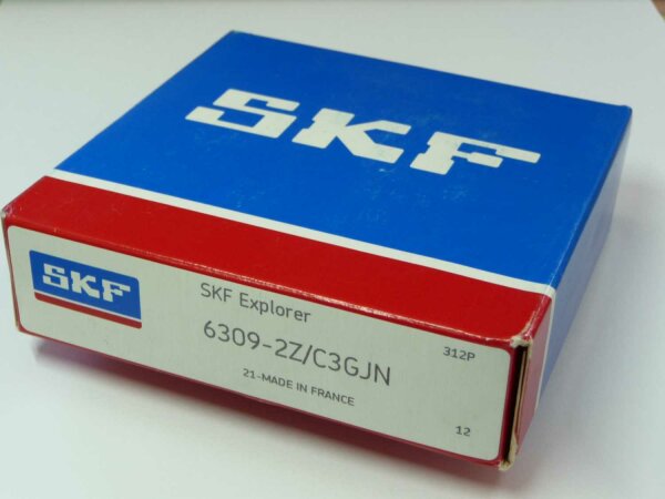 Rillenkugellager 6309-2Z/C3GJN - SKF - beidseitig Stahldeckscheiben, Lagerluft C3 ( 45x100x25mm )